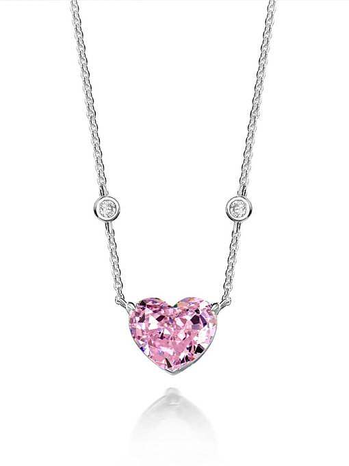 Collar de lujo con corazón de diamante de alto carbono de plata de ley 925