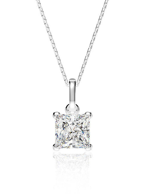 Colar delicado geométrico de diamante de prata esterlina 925 com alto teor de carbono