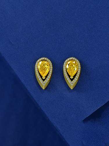 925 Sterling Silver High Carbon Diamond Yellow Water Drop Dainty Stud Earring