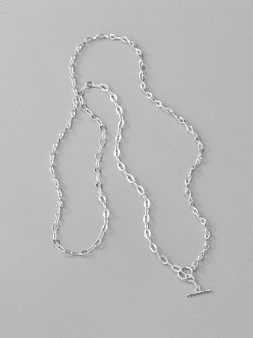Collier long brin en forme de cœur creux minimaliste en argent sterling 925