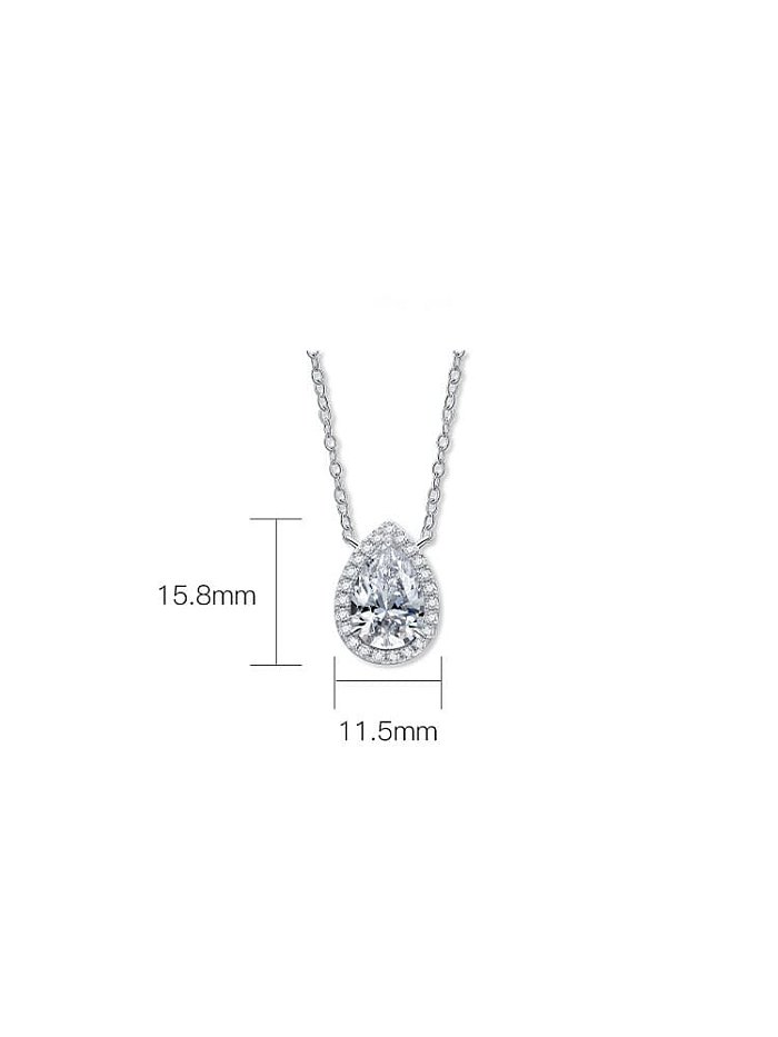 925 Sterling Silber High Carbon Diamond Water Drop Zierliche Halskette