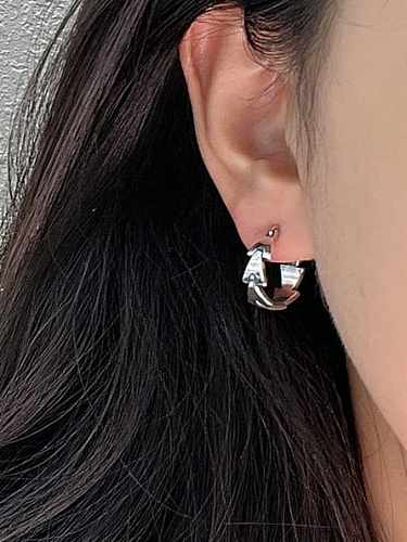 925 Sterling Silver Triangle Vintage Huggie Earring