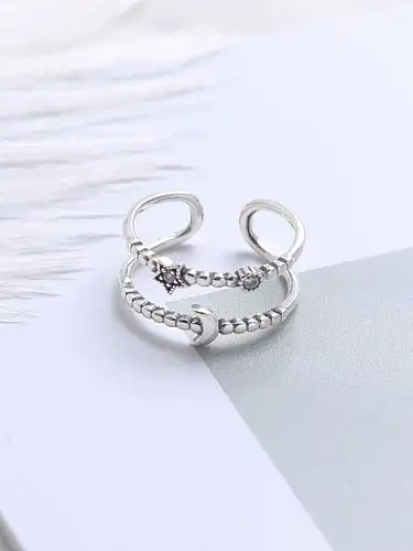 925 Sterling Silver Star Vintage Stackable Ring