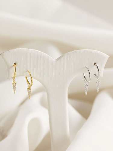 925 Sterling Silver Rhinestone White Geometric Minimalist Huggie Earring