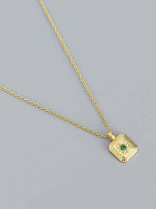 925 Sterling Silber Kubikzirkonia grüne geometrische zierliche Halskette