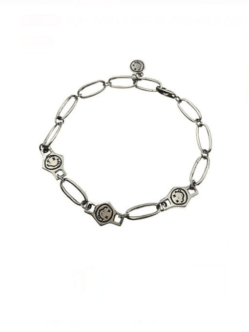 Bracelet à maillons vintage Smiley en argent sterling 925