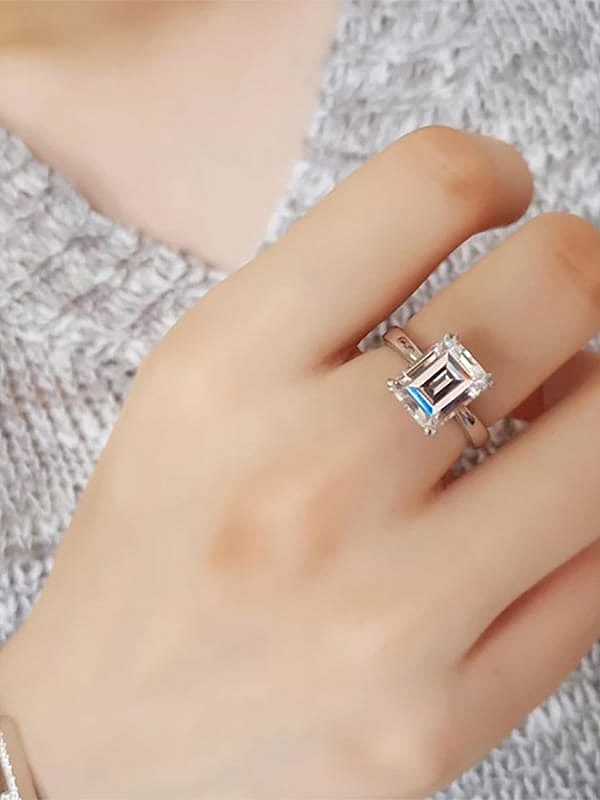 925 Sterling Silver High Carbon Diamond Geometric Dainty Band Ring