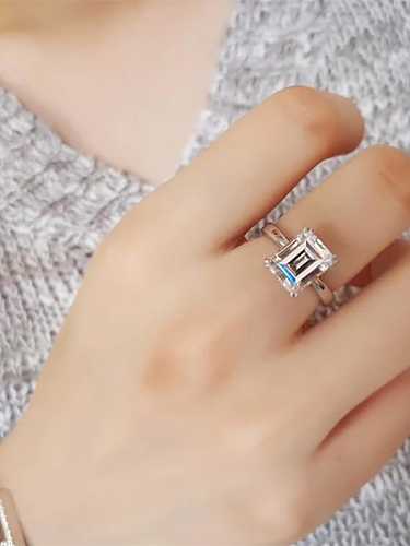 925 Sterling Silver High Carbon Diamond Geometric Dainty Band Ring