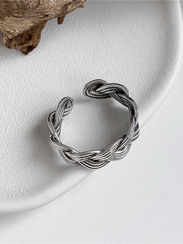 925 Sterling Silver Twist Geometric Vintage Woven Band Ring