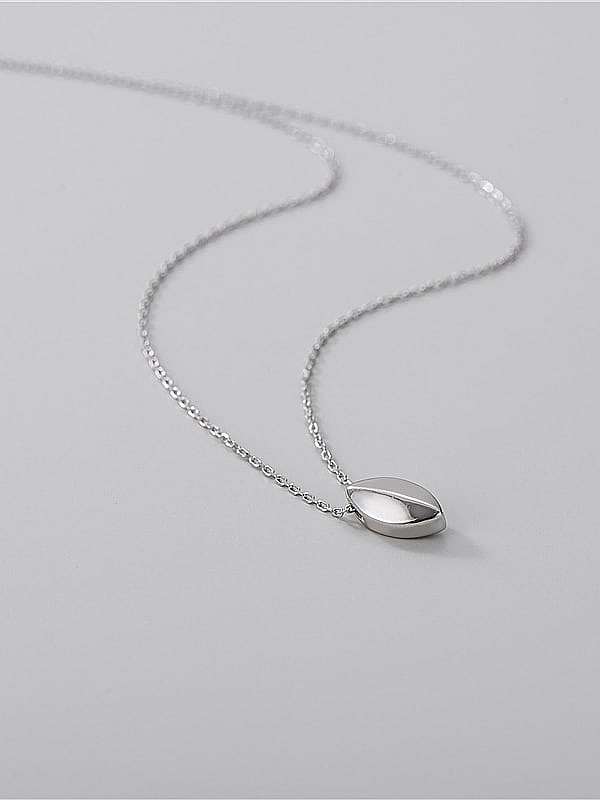 925 Sterling Silver Smooth Leaf Minimalist Pendant Necklace