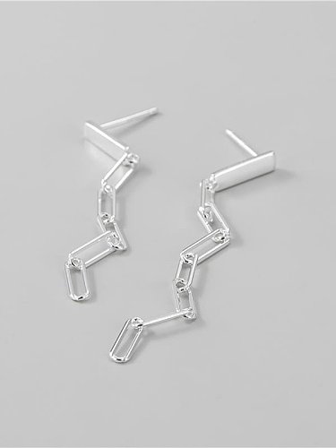 925 Sterling Silver Hollow Geometric Chain Minimalist Drop Earring