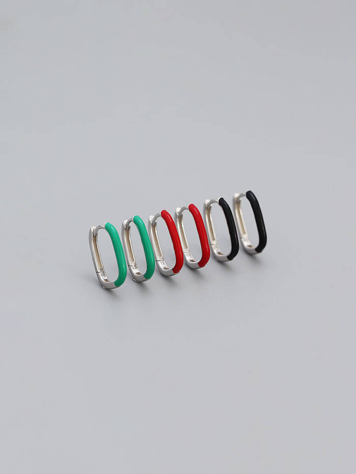 925 Sterling Silver Enamel Geometric Vintage Stud Earring