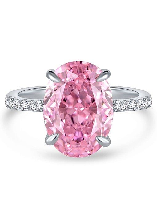 925 Sterling Silver High Carbon Diamond Geometric Luxury Ring