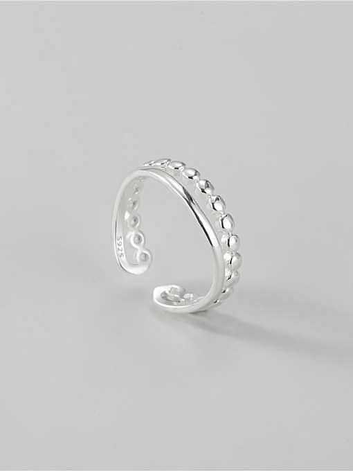 925 Sterling Silver Double Layer Bead Minimalist Stackable Ring