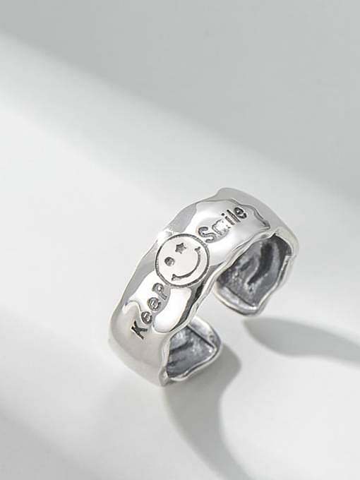 925 Sterling Silver Smiley Letter Vintage Band Ring