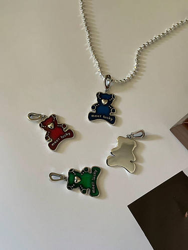 Bear 925 Sterling Silver Enamel Cute Pendant