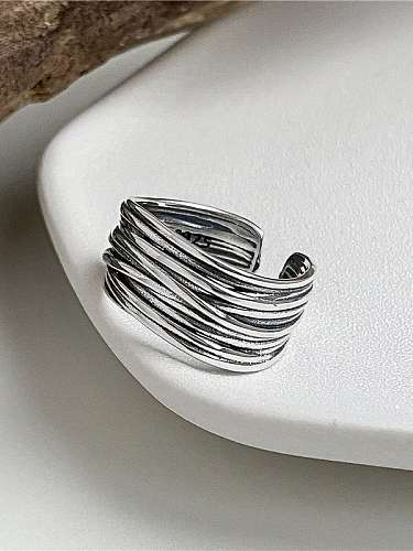 خاتم من الفضة الإسترليني عيار 925 بتصميم هندسي عتيق قابل للتكديس