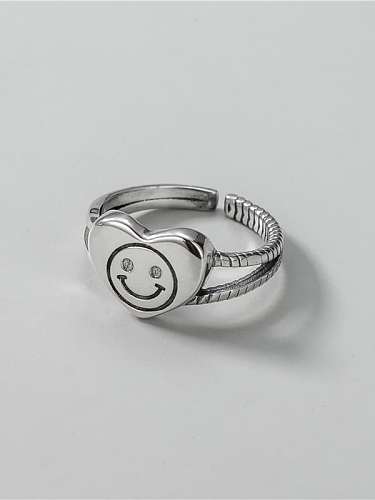 925 Sterling Silver Smiley Vintage Stackable Ring