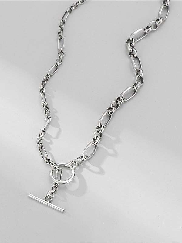 Collar de cadena asimétrica vintage irregular de plata de ley 925