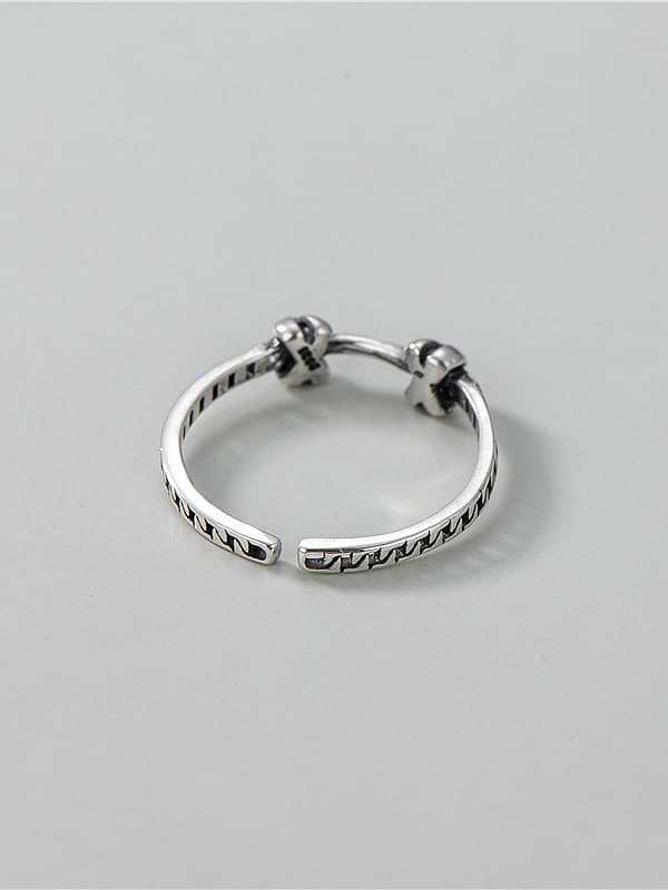 925 Sterling Silver Vintage Knotted Chain Band Ring
