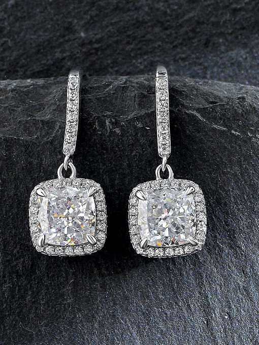 Brinco gota geométrica de luxo diamante prata esterlina 925 alto carbono