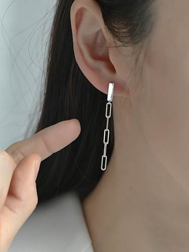 925 Sterling Silver Hollow Geometric Chain Minimalist Drop Earring