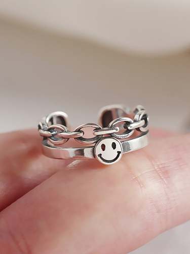 925 Sterling Silver Face Vintage Stackable Ring