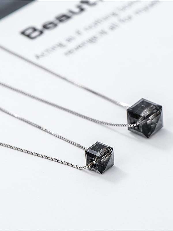 Collar minimalista geométrico de cristal de plata de ley 925