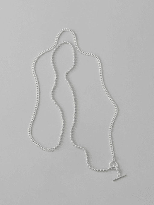 Colar longo fio geométrico de prata esterlina 925 minimalista minimalista
