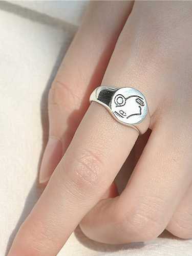 925 Sterling Silver Portrait Icon Minimalist Band Ring