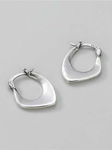 925 Sterling Silver Irregular Vintage Huggie Earring