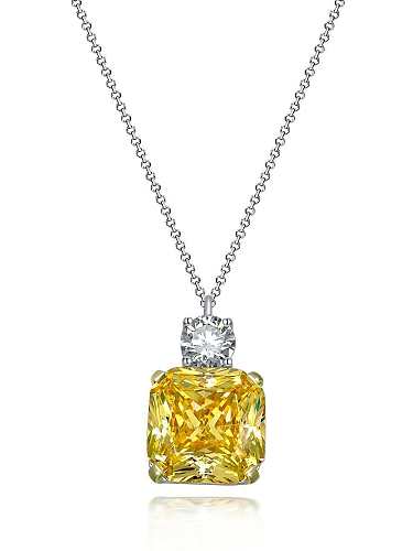 Collar de lujo geométrico amarillo de diamante de alto carbono de plata de ley 925