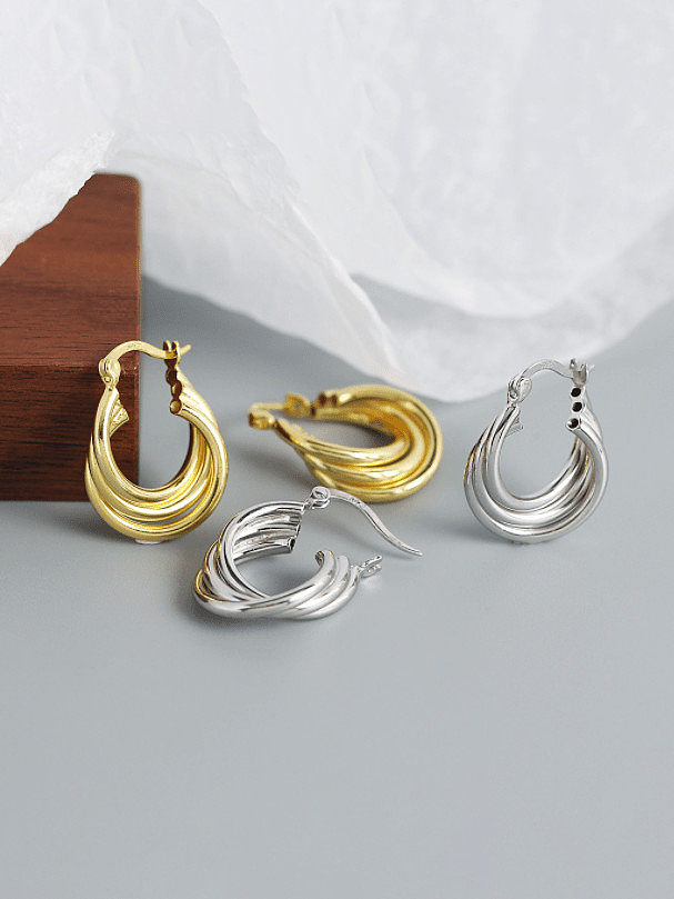 925 Sterling Silver Geometric Minimalist Huggie Earring