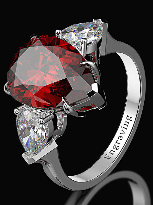 خاتم فاخر من الفضة الإسترليني عيار 925 مصنوع من الماس عالي الكربون
