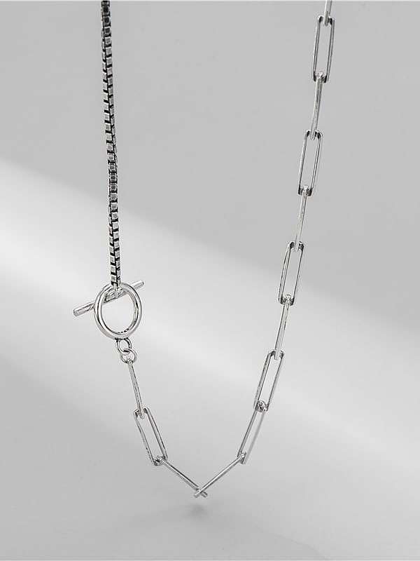 Collier chaîne creuse asymétrique minimaliste géométrique en argent sterling 925