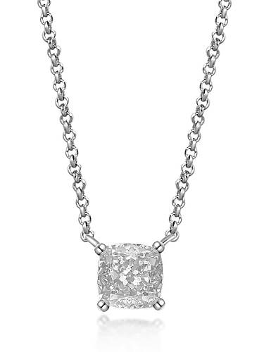 Geometrische zierliche Halskette aus 925er Sterlingsilber mit hohem Karbondiamanten