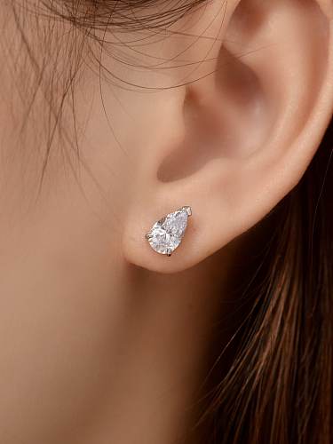 Boucles d'oreilles goutte d'eau blanche en argent sterling 925 avec diamants à haute teneur en carbone