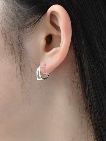 Boucles d'oreilles minimalistes géométriques à double couche en argent sterling 925
