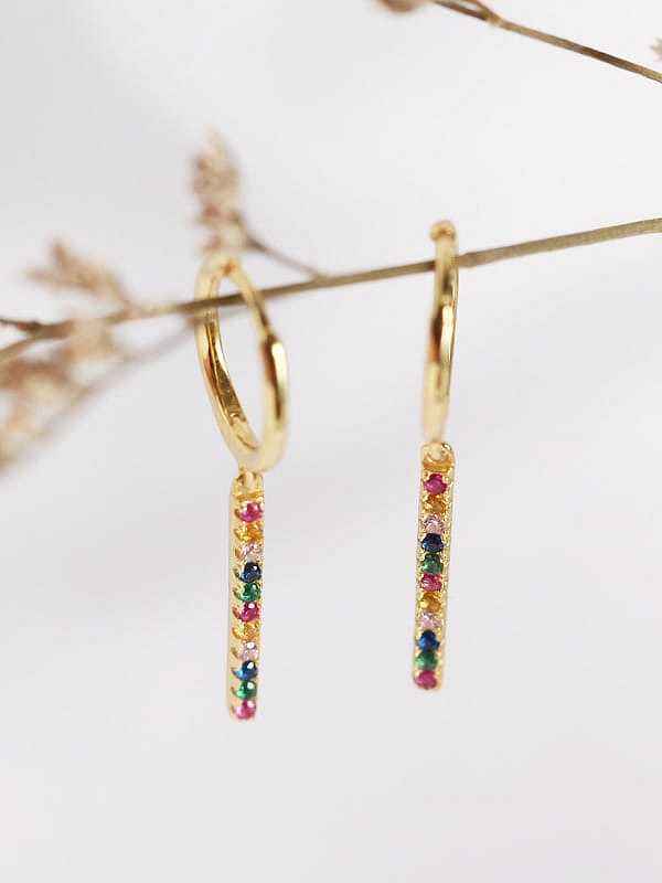 925 Sterling Silver Rhinestone Multi Color Geometric Trend Huggie Earring