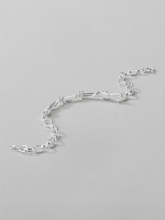 Geflochtenes, unregelmäßiges Armband aus 925er Sterlingsilber, geometrisch, minimalistisch, geflochten
