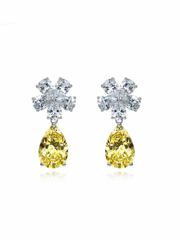 925 Sterling Silber High Carbon Diamond Yellow Water Drop Luxus Tropfenohrring