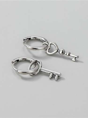 Boucle d'oreille goutte vintage clé en argent sterling 925