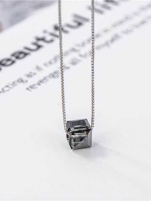 925 Sterling Silver Crystal Geometric Minimalist Necklace