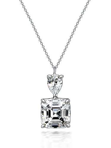 925 Sterling Silber Karbon Diamant weiße geometrische zierliche Halskette
