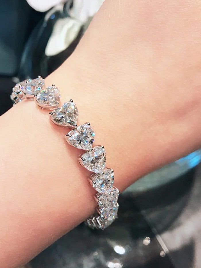 Bracelet délicat en argent sterling 925 avec diamants à haute teneur en carbone