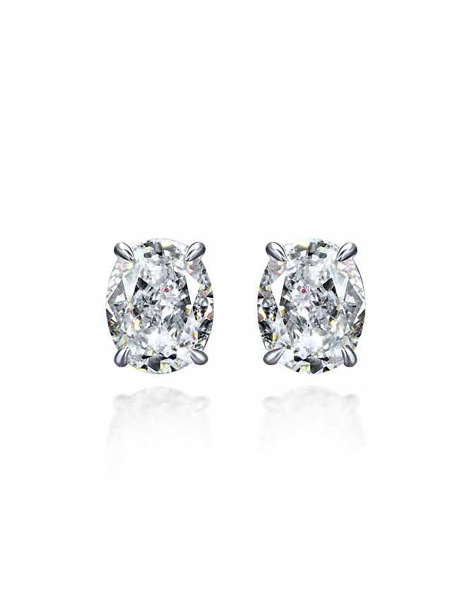 925 Sterling Silver High Carbon Diamond Geometric Dainty Stud Earring