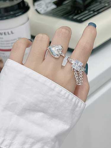 925 Sterling Silver Heart Trend Band Ring