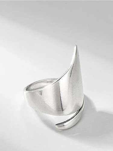 Anel de banda minimalista geométrico de prata esterlina 925