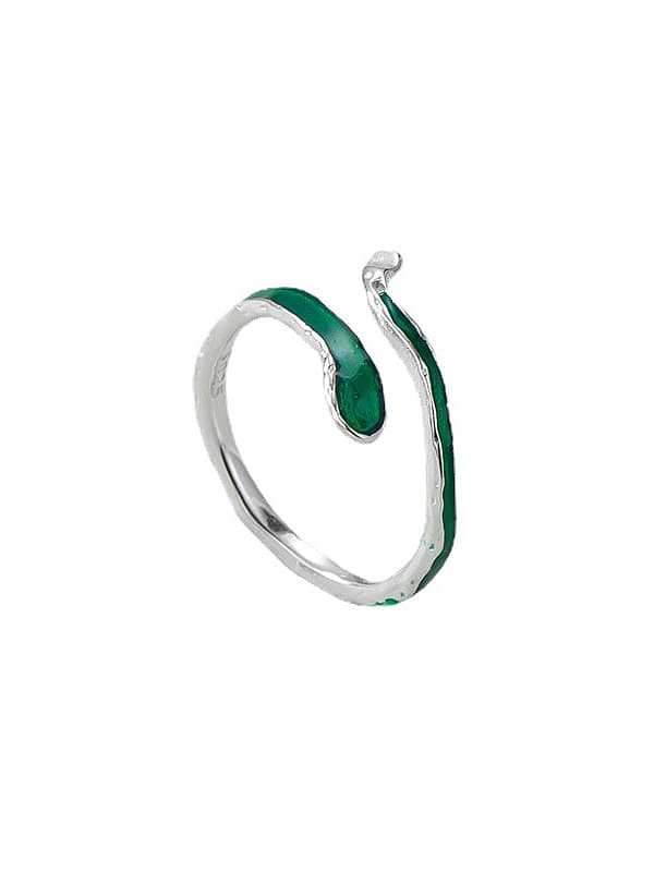 925 Sterling Silver Enamel Snake Minimalist Band Ring