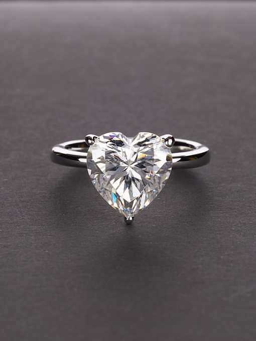 925 Sterling Silver High Carbon Diamond Heart Dainty Solitaire Ring